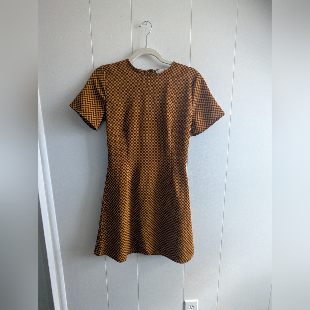 Lisa Says Gah - Burgundy & Gold Checkered Gingham Mini Dress